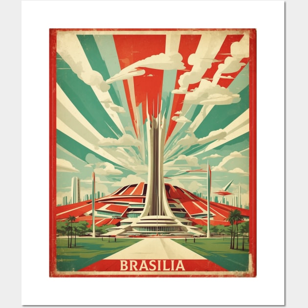 Brasilia Brazil Vintage Tourism Travel Poster Wall Art by TravelersGems